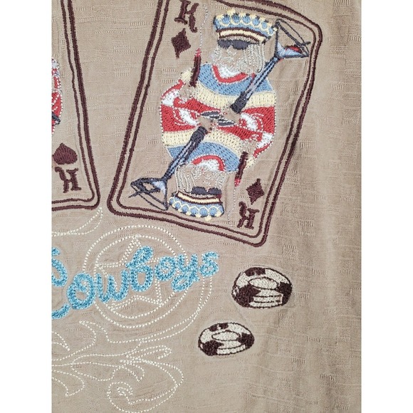 Tommy Bahama Pure Silk Shirt Hawaiian Men XL Brown Embroidered Ride 'Em Cowboys - Picture 9 of 11